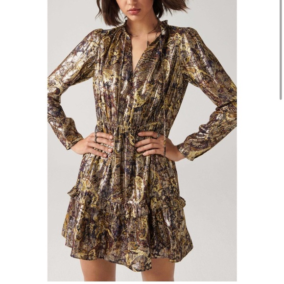 BA&SH Capi Metallic Mini Dress - Picture 1 of 5
